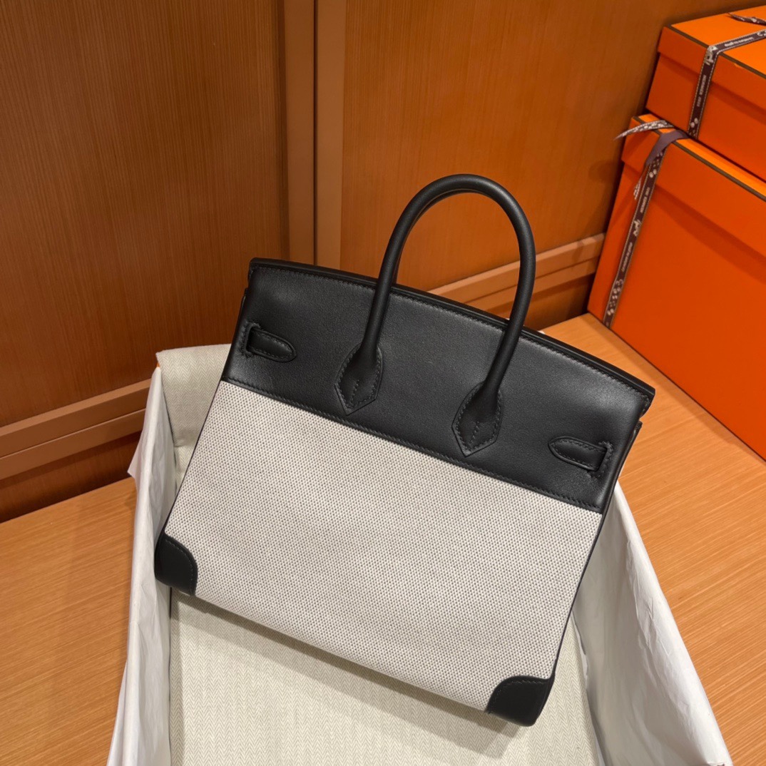 에르메스 버킨백30 톨리 블랙 은장 캔버스 스위프트